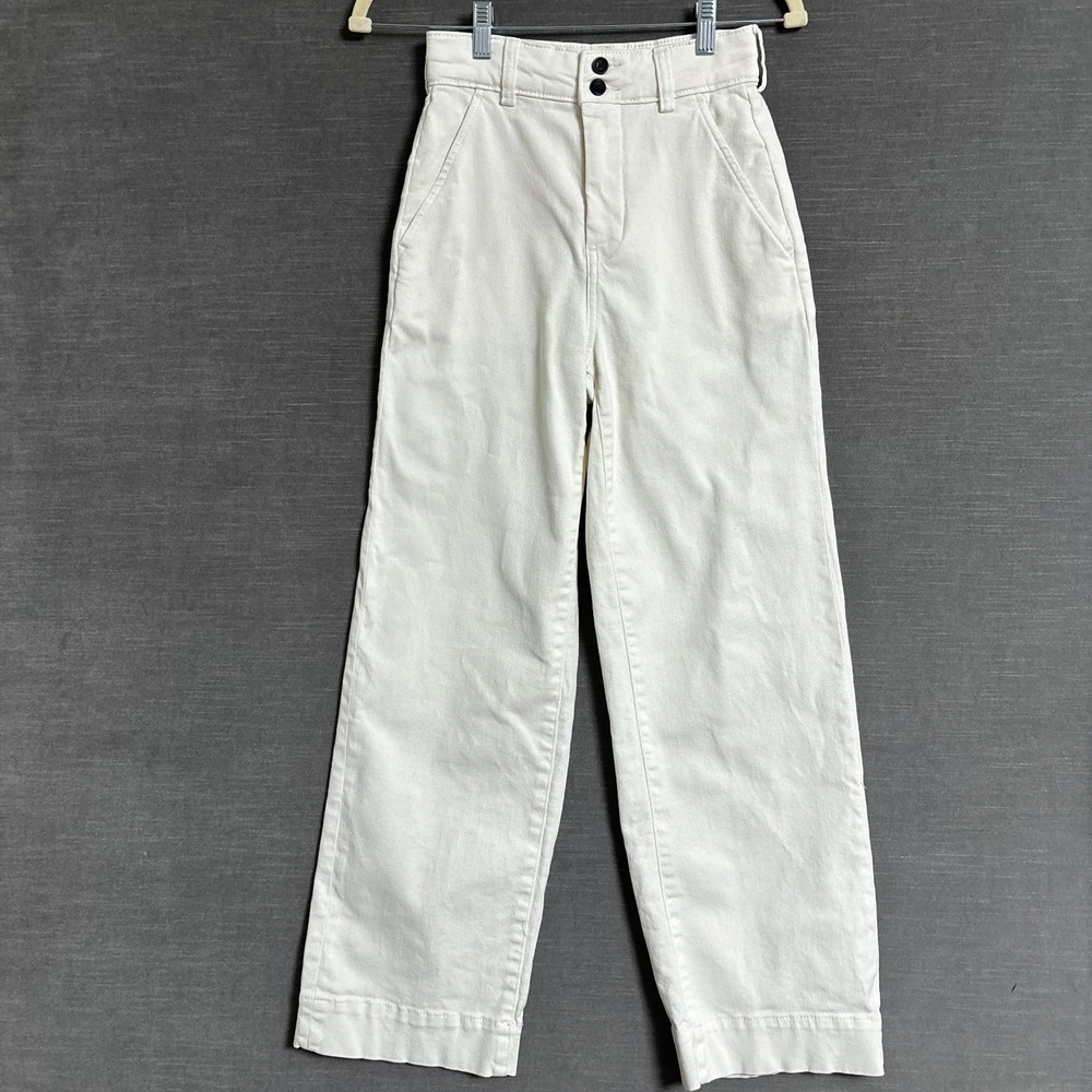 Everlane Jeans 00 Off White Denim High Waist Wide Leg Organic Cotton Twill